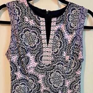 Ladies Dress Liz Claiborne Size 4 Sleeveless navy/purple/white